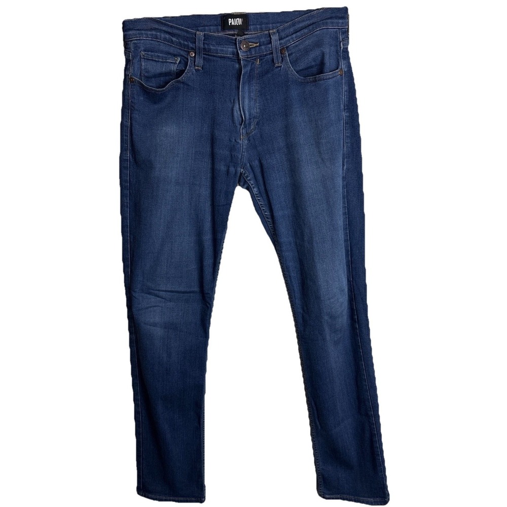 PAIGE Federal Slim Straight Jeans Men 32‎ (34x33) Blue Denim Stretch